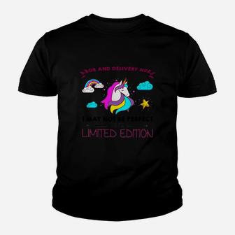 Labor And Delivery Nurse I May Not Be Perfect But I Am Unique Funny Unicorn Job Title Kid T-Shirt - Seseable