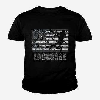 Lacrosse American Flag Usa Flag Fan Vintage Retro Kid T-Shirt - Seseable