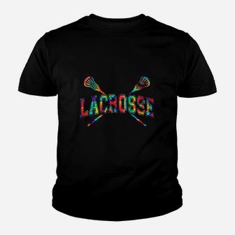 Lacrosse Tie Dye Crossed Sticks Cool Lax Gear Boys Or Girls Kid T-Shirt - Seseable