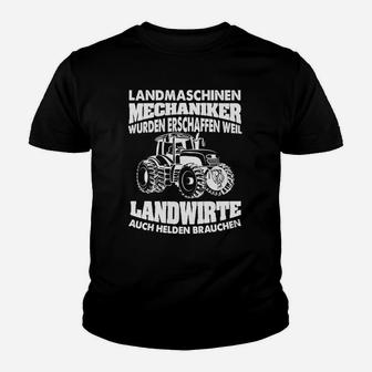 Landmaschinen Mechaniker Hero Kinder Tshirt, Bauern Retter Tee - Seseable