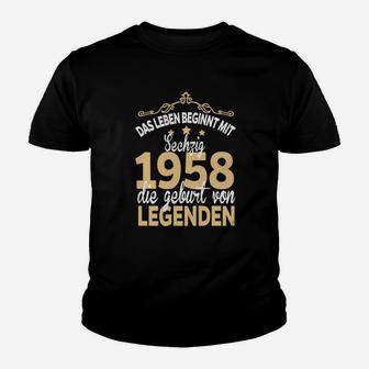 Leben Beginnt mit 60 Kinder Tshirt, 1958 Legenden Geburtstag Tee - Seseable