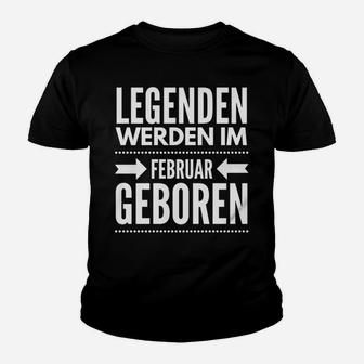 Legenden Geboren im Februar Kinder Tshirt, Schwarzes Geburtstags Tee - Seseable