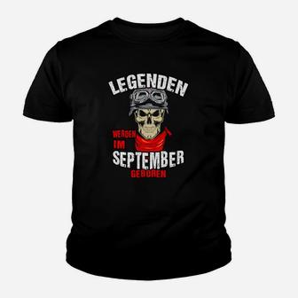 Legenden Geboren im September Kinder Tshirt, Herren mit Totenkopf-Design - Seseable