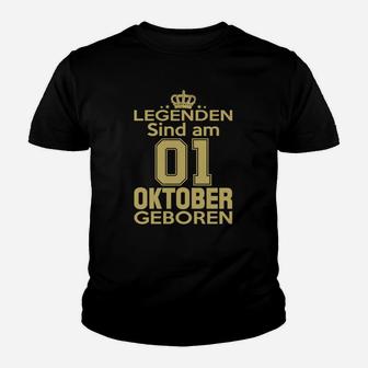 Legenden Sind Am 01 Oktober Geboren Kinder T-Shirt - Seseable