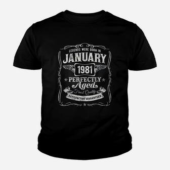 Legends Were Born In January 1981 Vintage Birthday Kid T-Shirt - Seseable