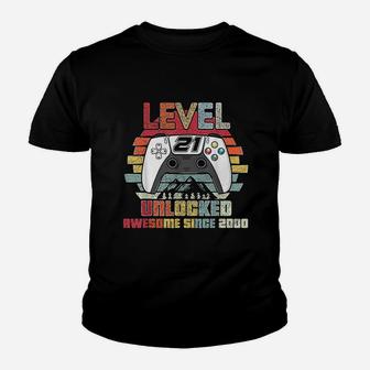 Level 21 Unlocked Video Gamer 21 Years Old Kid T-Shirt - Seseable