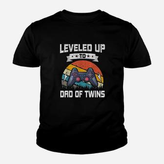 Leveled Up To Dad Of Twins Funny Video Gamer Gaming Kid T-Shirt - Seseable