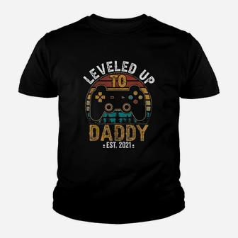 Leveled Up To Daddy 2021 Vintage Soon To Be Dad Est 2021 Kid T-Shirt - Seseable