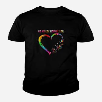 LGBTQA+ Herren Kinder Tshirt, Regenbogen-Herz & Einfache Frau Motiv in Schwarz - Seseable