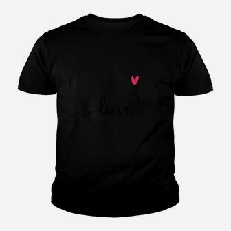 Liebesherz Schwarzes Kinder Tshirt, 'Love' Schriftzug mit Herz Design - Seseable