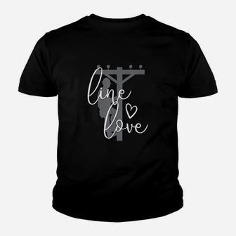 Line Love Electrical Linemans Wife Or Girlfriend Kid T-Shirt - Seseable