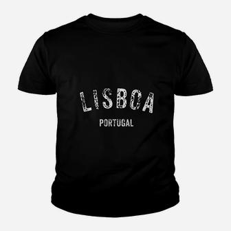 Lisboa Portugal Vintage Distressed Lisbon Travel Souvenir Kid T-Shirt - Seseable