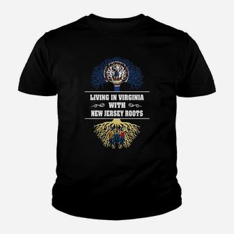 Living In Virginia With New Jersey Roots Kid T-Shirt - Seseable