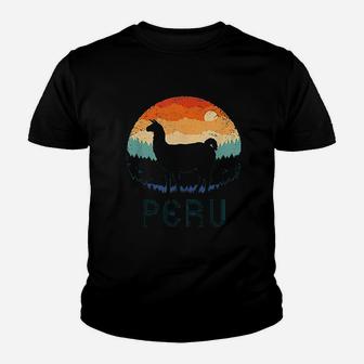 Llama Retro Machu Picchu Peru | Vintage Alpaca Nazca Llamas Kid T-Shirt - Seseable