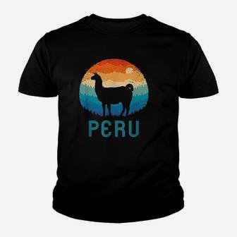 Llama Retro Machu Picchu Peru Vintage Alpaca Nazca Llamas Kid T-Shirt - Seseable