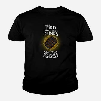 Lord of the Drinks Kinder Tshirt für Herren, One Beer to Rule Them All Aufdruck - Seseable
