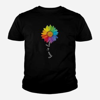 Love Is Love Rainbow Sunflower Lgbt Gay Lesbian Pride Gifts Kid T-Shirt - Seseable