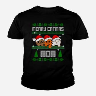 Love Meowy Cat Merry Catmas Christmas Cat Mommy Kid T-Shirt - Seseable