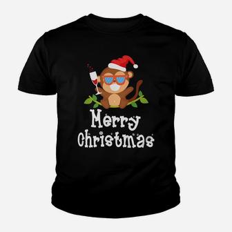 Love Monkey Santa Claus Drinking Wine Merry Christmas Kid T-Shirt | Seseable UK