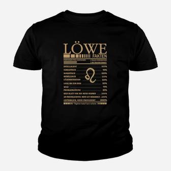 Löwe Fakten Kinder Tshirt in Schwarz mit goldener Schrift und Grafik - Seseable