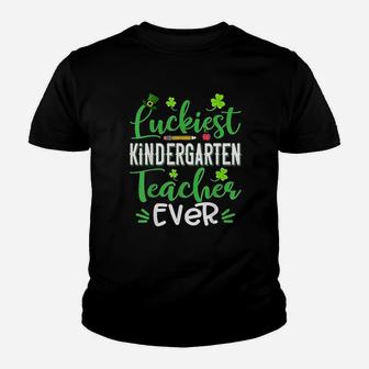 Luckiest Kindergarten Teacher Ever Shamrock St Patricks Day Kid T-Shirt - Seseable