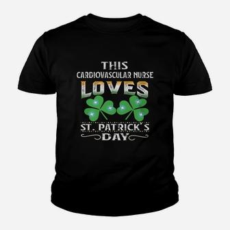 Lucky Shamrock This Cardiovascular Nurse Loves St Patricks Day Funny Job Title Kid T-Shirt - Seseable