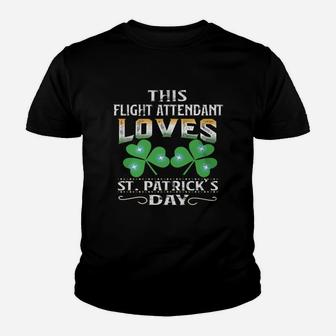 Lucky Shamrock This Flight Attendant Loves St Patricks Day Funny Job Title Kid T-Shirt - Seseable