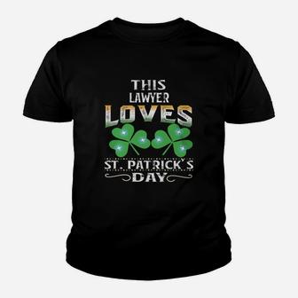 Lucky Shamrock This Lawyer Loves St Patricks Day Funny Job Title Kid T-Shirt - Seseable