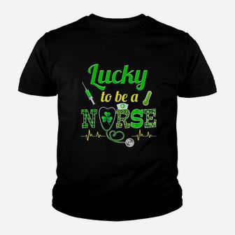 Lucky To Be A Nurse Irish Nurse St Patricks Day Kid T-Shirt - Seseable