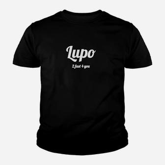 Lupo 2 Feel 4 You Schwarzes Kinder Tshirt, Unisex Design mit Zitat - Seseable