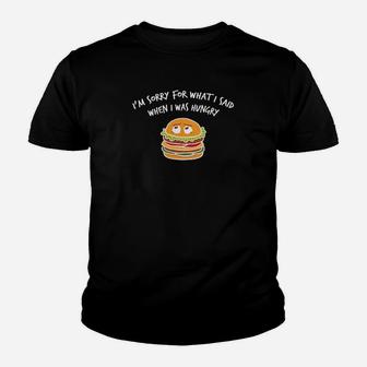 Lustiges Burger Sorry Hungry Kinder Tshirt – Entschuldigung für Hungerworte - Seseable