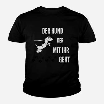 Lustiges Herren Kinder Tshirt 'Der Hund, der mit ihr geht', Witziges Haustier-Motiv - Seseable