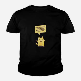 Lustiges Kätzchen Spruch Kinder Tshirt in Schwarz, Humorvolles Katzen Tee - Seseable