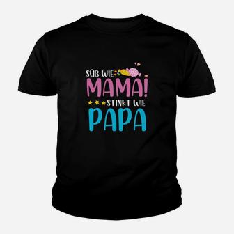 Lustiges Kinder Kinder Tshirt Süß wie Mama, stinkt wie Papa, Witziges Statement-Kinder Tshirt - Seseable