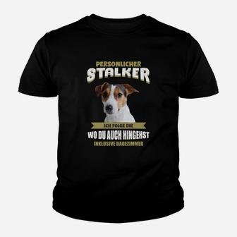 Lustiges Kinder Tshirt für Hundeliebhaber: Persönlicher Stalker - folge dir überall, Schwarz - Seseable