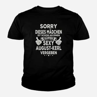 Lustiges Kinder Tshirt 'Vergeben an August-Kerl', Geschenkidee für Freundin - Seseable