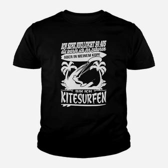 Lustiges Kitesurfen Kinder Tshirt Im Kopf beim Kitesurfen für Wassersportfans - Seseable