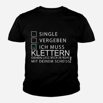 Lustiges Kletterer Kinder Tshirt, Single/Vergeben/Kletter-Fan Design - Seseable