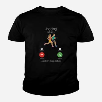 Lustiges Laufshirt 'Jogging ruft an... ich muss gehen', Spaß Kinder Tshirt für Läufer - Seseable