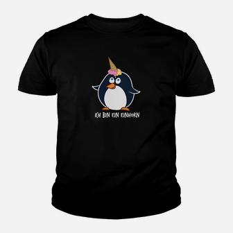 Lustiges Pinguin-Einhorn Kinder Tshirt Ich bin ein Einhorn, Schwarz - Seseable