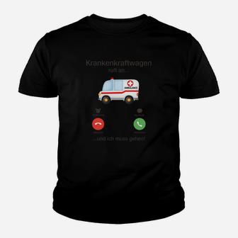 Lustiges Rettungsdienst Kinder Tshirt mit Krankenwagen & Telefon Motiv - Seseable