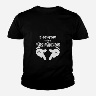 Lustiges Schwarzes Kinder Tshirt Eigentum eines März-Mädchens, Geschenkidee - Seseable