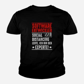 Lustiges Softwareentwickler Kinder Tshirt – Social Distancing Experte, Baumwollshirt für IT-Profis - Seseable