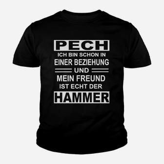 Lustiges Statement-Kinder Tshirt 'Pech, Freund ist der Hammer' für Damen & Herren - Seseable