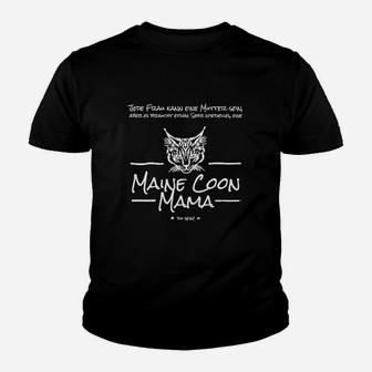Maine Coon Mama Kinder Tshirt für Katzenfans, Samtpfotenmotiv - Seseable