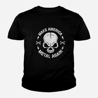 Make America Metal Again Skull Vintage Rock Kid T-Shirt - Seseable