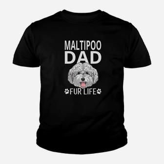 Maltipoo Dad Fur Life Dog Fathers Day Gift Pun Kid T-Shirt - Seseable