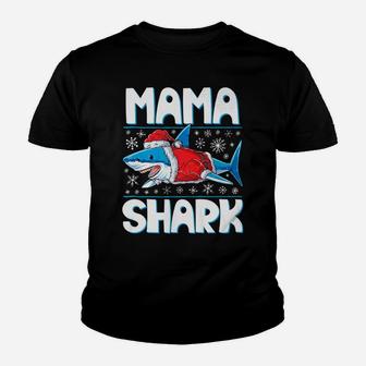 Mama Shark Santa Christmas Family Matching Pajamas Kid T-Shirt - Seseable