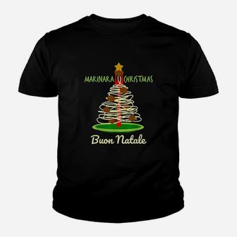 Marinara Christmas Spaghetti Meatballs Tree Italian Humor Kid T-Shirt - Seseable