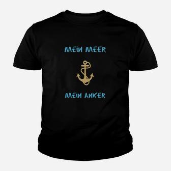 Maritimes Anker Kinder Tshirt Mein Meer, Mein Anker in Blau und Gold - Seseable